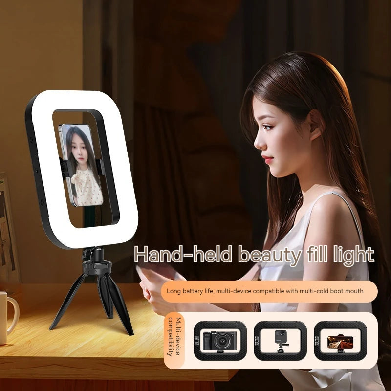 Novo anel portátil led recarregável luz de preenchimento portátil telefone móvel transmissão ao vivo fotografia desktop coelho gaiola selfie luz